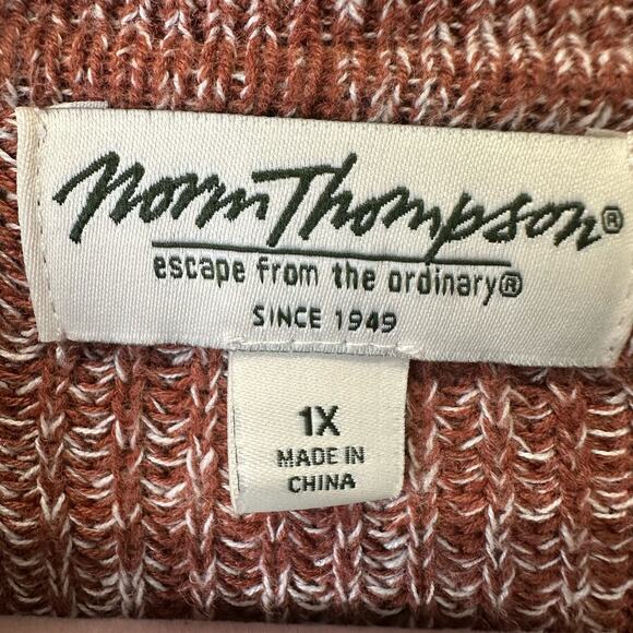 VTG. Norm‎ Thompson Sweater Linen Cotton Blend Women’s 1X Red Orange Shawl - Picture 5 of 7